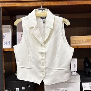 Aqua White Tailored Sleeveless Blazer Vest